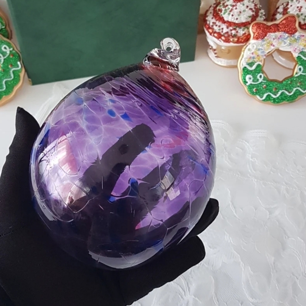 Vintage Blown Glass Ball, Hanging Christmas Ornament Garden Ornament